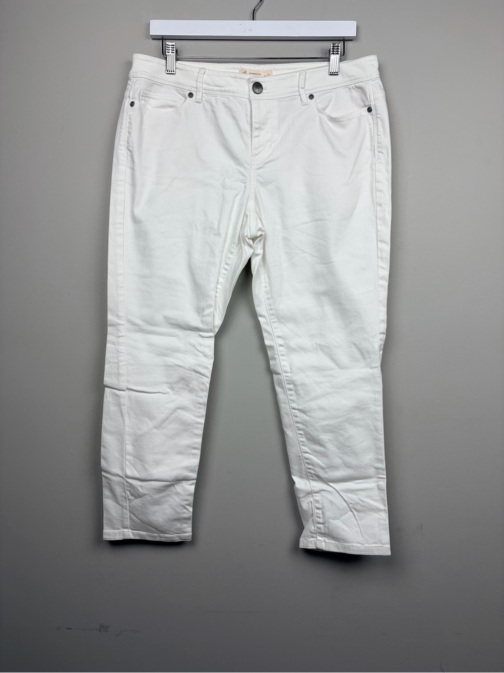 J Jill Authentic Fit Slim Ankle Jeans Womens 12 Petite White Stretch Denim